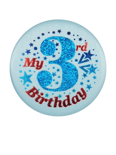 Club Pack of 6 Blue My 3rd Birthday Decorative Satin Buttons for Boys 2"