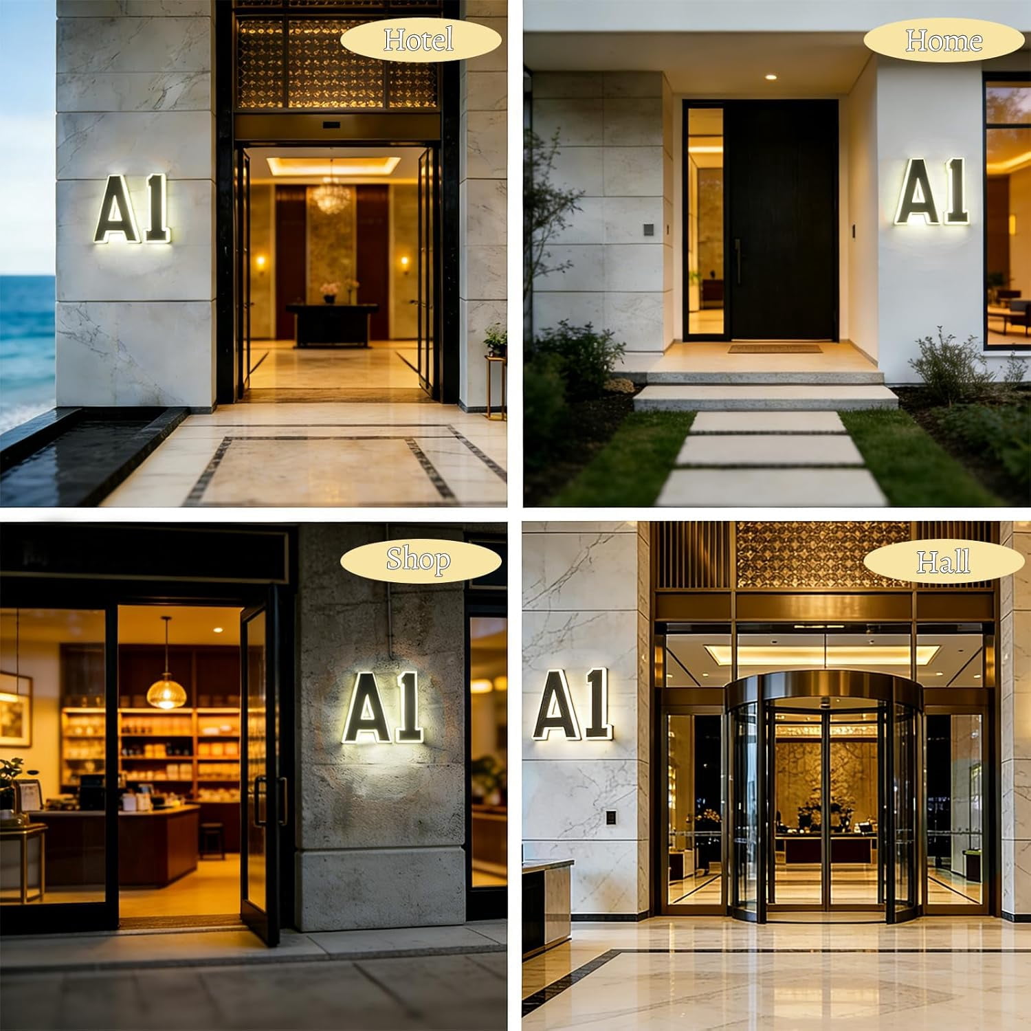 9" Solar Powered House Numbers for Outside, DIBMS 300LM Large Modern Backlit Address Signs Auto Light Up, Waterproof Illuminated for Exterior, Home, Door, Apartment, Mailbox, Garages