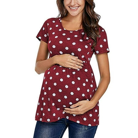 

YouLoveIt Plus Size Womens Maternity Tops Pregnant Short Sleeve T Shirt Crew Neck Classic Pregnancy T-Shirt Short Sleeve Tunic Tops