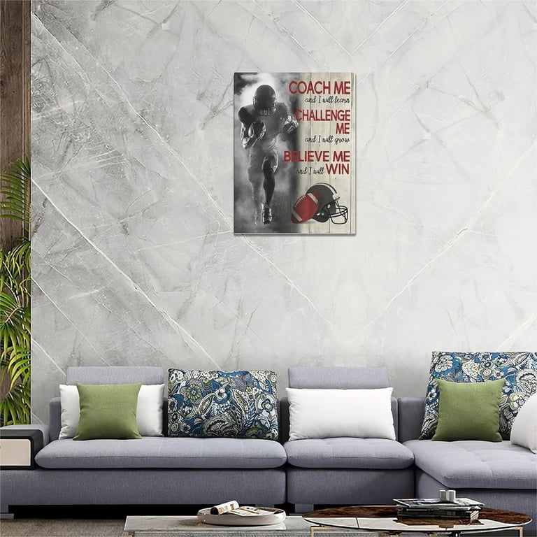 Football Inspirational Wall Art For Boys, Kids Room, Family Or Game Room, Man Cave, Den - Teen Room Decor - Home Decor Gift For Sports Fans, Football Players - 24x30 Ready