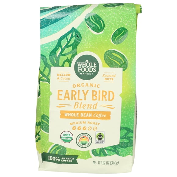 Café orgánico Early Bird Blend de Whole Foods Market, 340 ml
