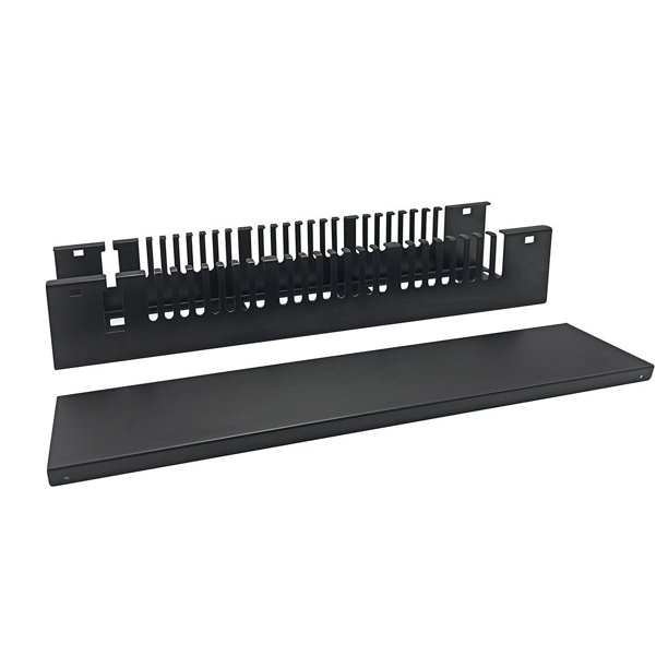 Monoprice 2U 19in Metal Rackmount Cable Management Panel, Protects