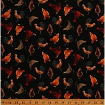 Cotton Chickens Roosters Hens Farm Animals Birds Black Cotton Fabric Print by the Yard (FARM-CD2743-BLACK) Timeless Treasures