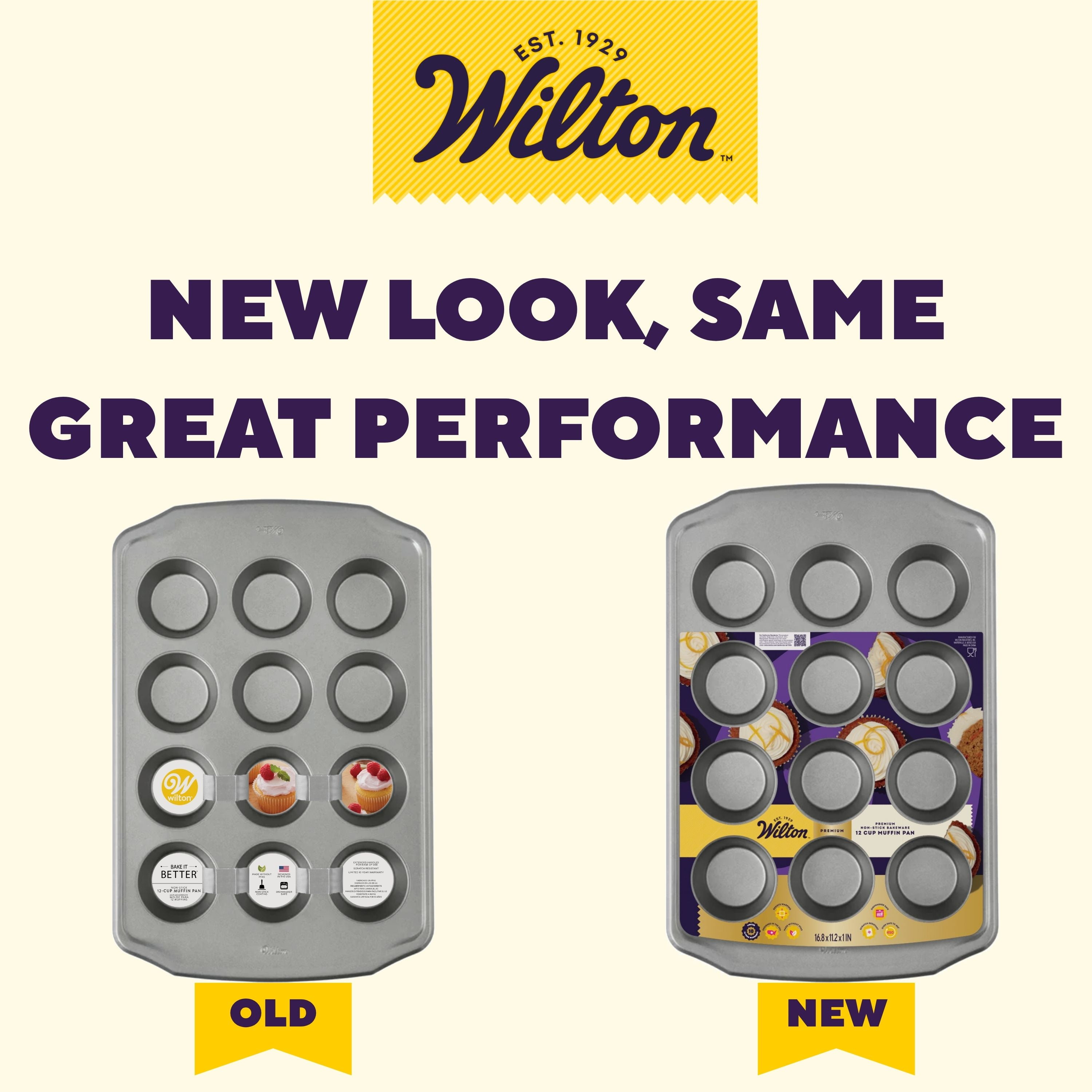 Wilton Premium Non-Stick Muffin Pan 12-Cup Cupcake Tin Regular Size 16" x 11" Baking Pan, Packaging May Vary - Thumbnail 4