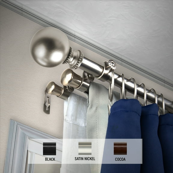 Domovina Elias 13/16" Triple Curtain Rod-Color:Satin Nickel,Size:28-48"