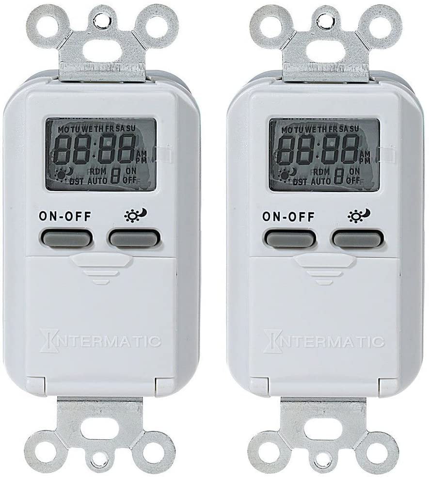 2-Pack Intermatic IW600K 120 VAC 1HP 15A 7-Day Astronomic Digital In-Wall Timer