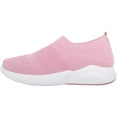 thumbnail image 5 of Womens Slip On Lighweight Knitted Style Casual Trainers Pumps Shoes with Constrating Sole - Blush - US 8, 5 of 7