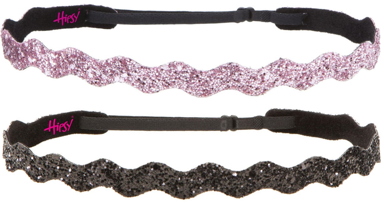 Hipsy Adjustable No Slip Wave Bling Glitter Headbands for Women /& Girls 2Pk