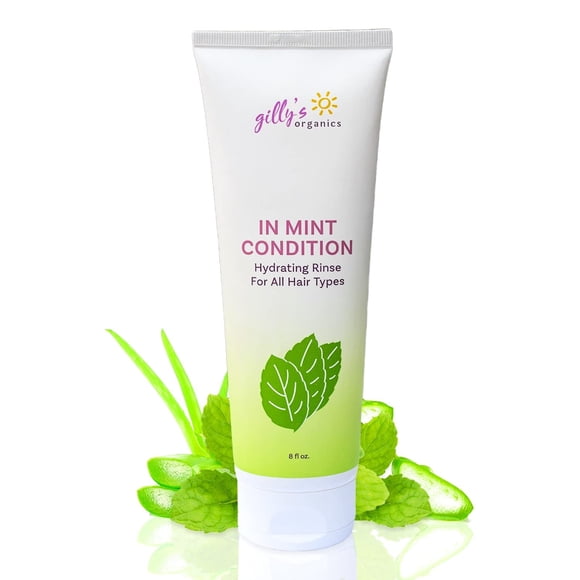 Acondicionador Gilly's Organics - Mezcla hidratante de aloe refrescante menta árbol de té lavanda - Acondicionador de cabello sin sulfato SLS - Mujeres y hombres - para cabello seco y fino tratado c