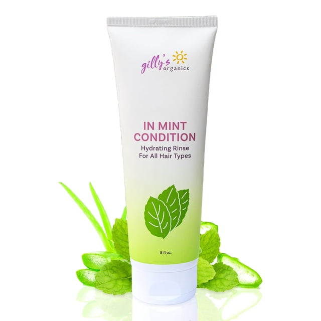 Acondicionador Gilly's Organics - Mezcla hidratante de aloe refrescante menta árbol de té lavanda - Acondicionador de cabello sin sulfato SLS - Mujeres y hombres - para cabello seco y fino tratado c