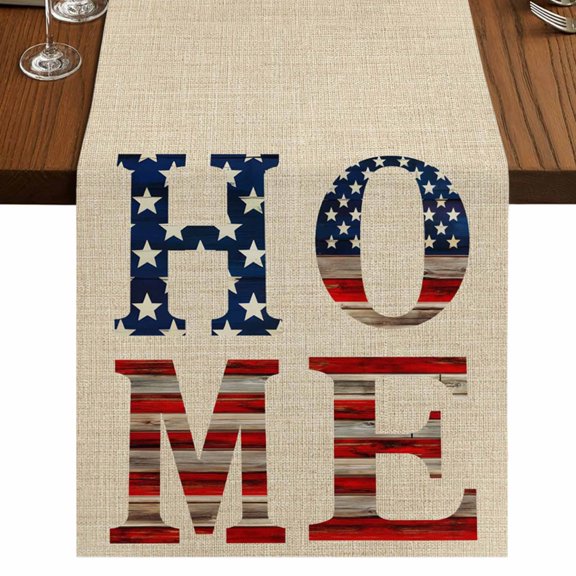 Table Runners 108 Inches Long Dress Scarves, Khaki Vintage Farmhouse Coffee/Dining/Kitchen Table Runner for Living Room, American Flag Retro Art Rustic 13x108 Inch