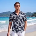 thumbnail image 5 of Hawaiian Shirts for Men Short Sleeve Button Down Aloha Shirts Summer Beach Floral Shirt Navy Tropical Leaf, 5 of 8