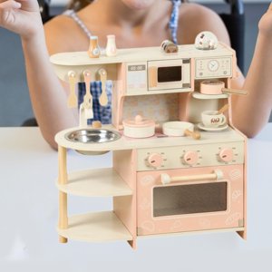 BELOVING Wooden Kitchen Playset Kids Play Kitchen for Boys Girls Ages 3-8 Party Favor