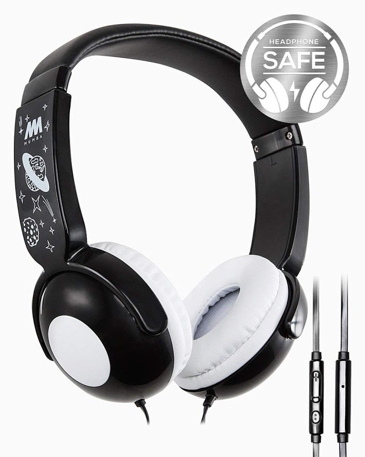 Kids Headphones, Mumba Volume Limited Over Ear Headphones, 85 Safe Listening Adjustable Headsets with Microphone for Kids Children (Black)