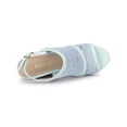 thumbnail image 4 of BLISSFUL STEP Women's Shoes Open Toe Platform Heel Laces Wedge Sandals Blue Flower 7, 4 of 7