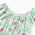 thumbnail image 3 of PatPat Girls Dress Square Neck Flutter Sleeve Dress All Over Floral Print Casual Kids Summer Dress 5-12Y, 3 of 8