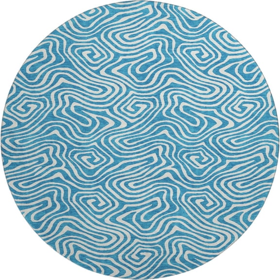 Dalyn Rugs Premium Machine Washable Mayfield AMF1030 Teal 8' x 8' Round Rug