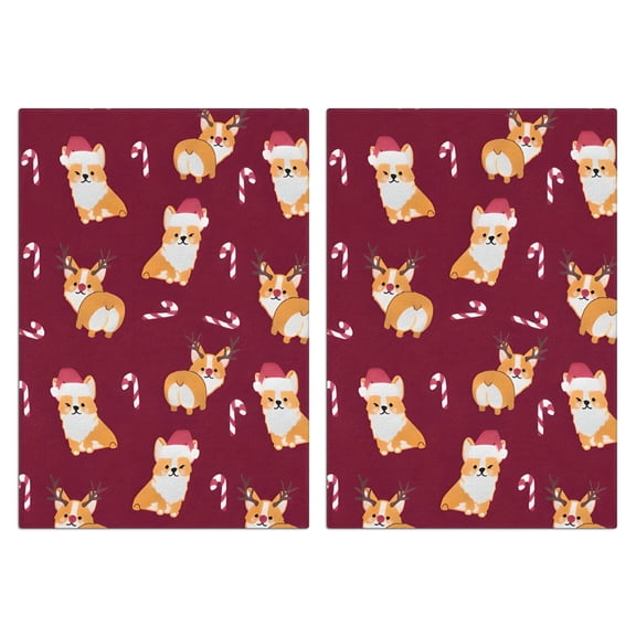 2 Pcs Funny Kitchen Towels,Christmas Corgi Microfiber Dish Towels,Kitchen Tea Towels,Kitchen Towel Set (18" X 26")