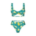 thumbnail image 4 of Rocae Lemon Blue for Bikini Set for Women Two Piece Sexy High Swimsuits Split Crossover Bikini, 4 of 9