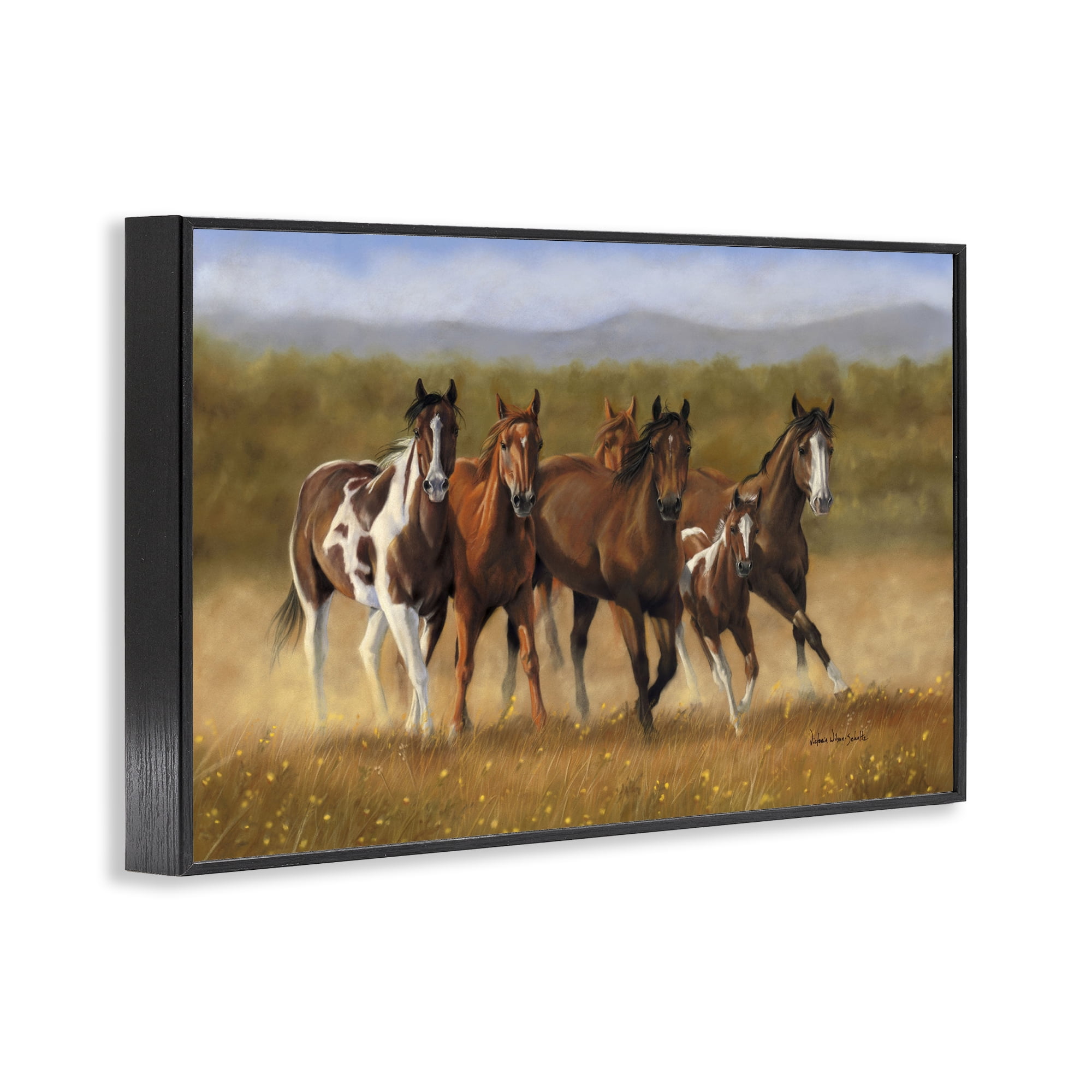 Stupell Industries Foal's First Run Animals & Insects Painting Black Framed Art Print Wall Art, 30 x 20