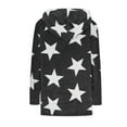 thumbnail image 7 of Fuzzy Shaggy Jacket Full Zip Up Women Hooded Warm Winter Coat Stars Pattern Oversize Fleece Sweater Cardigans (L, Black), 7 of 7