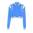 thumbnail image 4 of Gibobby Chaquetas y abrigos para mujer chaqueta de béisbol con botones de color en contraste manga larga a la moda y versátil azul M, 4 of 5