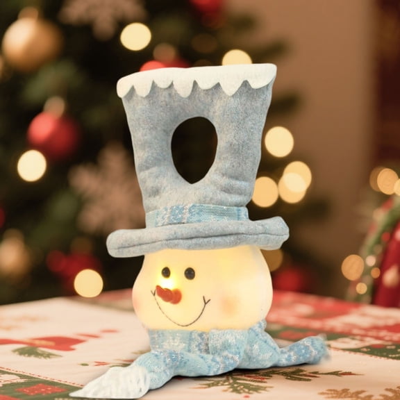 Christmas Decorations 16.54 Inch Christmas Tree Topper Snowman with Light Xmas Santa Tree Topper Decorations Funny Snowman Plush Stuffed Decor for Home Festival Holiday-A