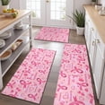 thumbnail image 2 of Pink Breast Cancer and Love Kitchen Rugs Sets Of 3,Kitchen Runner Rugs Non Skid Washable,Decorative Kitchen Floor Mats for Kitchen,Sink,Laundry,17"x30"+ 17"x47" + 17"x59", 2 of 6