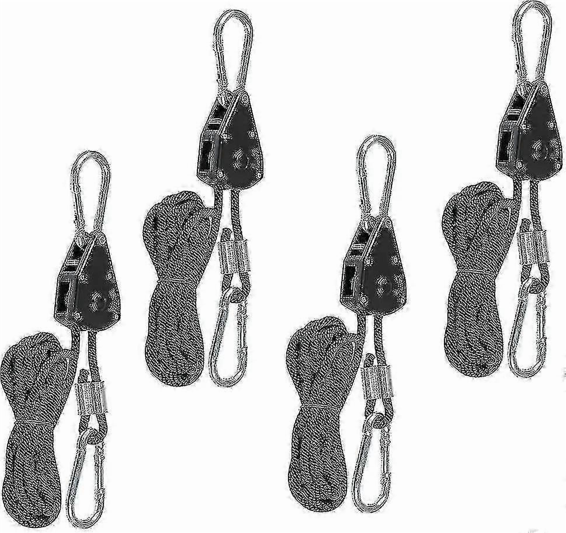 2 Stuks Rope ratels Ratchet Hangers Touwen met haak Verstelbare Rope Ratchet Hanger Op zwaar werk berekende hanger katrol touw Grow Light Touwhangers voor Ophangarmaturen Tuinieren Metal Gears