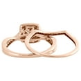 thumbnail image 4 of 10K Rose Gold Diamond Bridal Set Cluster Engagement Ring + Wedding Band 0.50 CT., 4 of 5