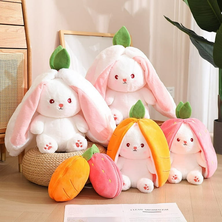 1pc 20-45CM Kawaii Plush Rabbit Toys Cute Round Bunny Holding Peach Stuffed  Animal Doll Pillow Cushion for Baby Kids Girls Gift