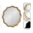 thumbnail image 6 of Kate and Laurel Hatherleigh Transitional Round Wooden Wall Mirror, 28 Inch Diameter, Gold, Modern Scalloped Wavy Wood Circle Mirror for Use in Bathroom, Entryway, or Bedroom, 6 of 9