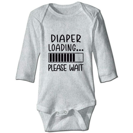 DOQOSESHY Funny Baby Diaper Loading Bodysuit Infant Humorous Clothes Toddler Cotton Long Sleeve Outfits 9 Months Grey