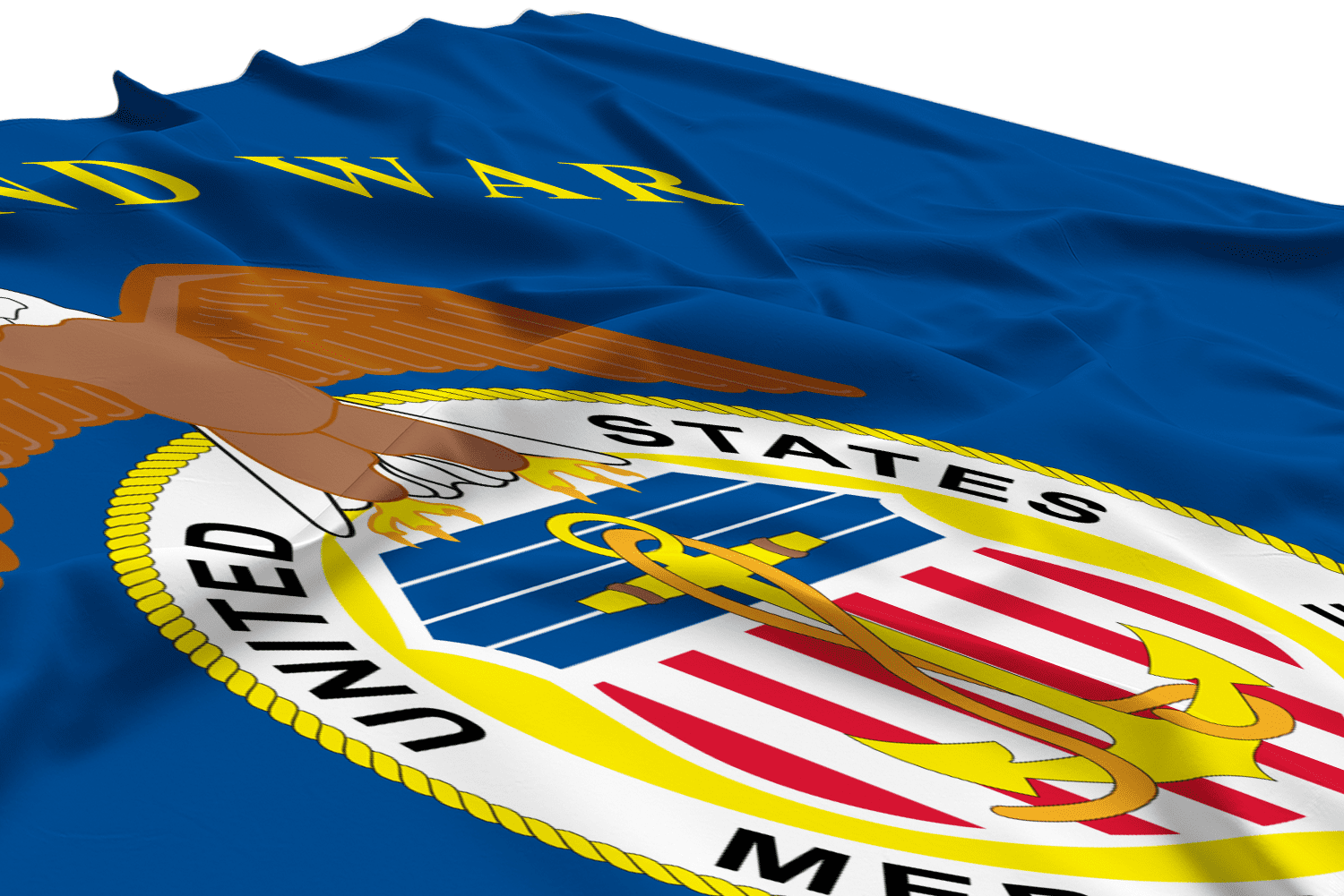 AGAS Large United States Merchant Marines Flag 4x6 Ft - Printed 200D Nylon Canvas Header Two Brass Grommets Big USA Merchant Marines Flag