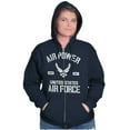 thumbnail image 3 of Us Air Force USAF Power Wings Logo Zip Up Hoodie Men's Women's Brisco Brands S, 3 of 6