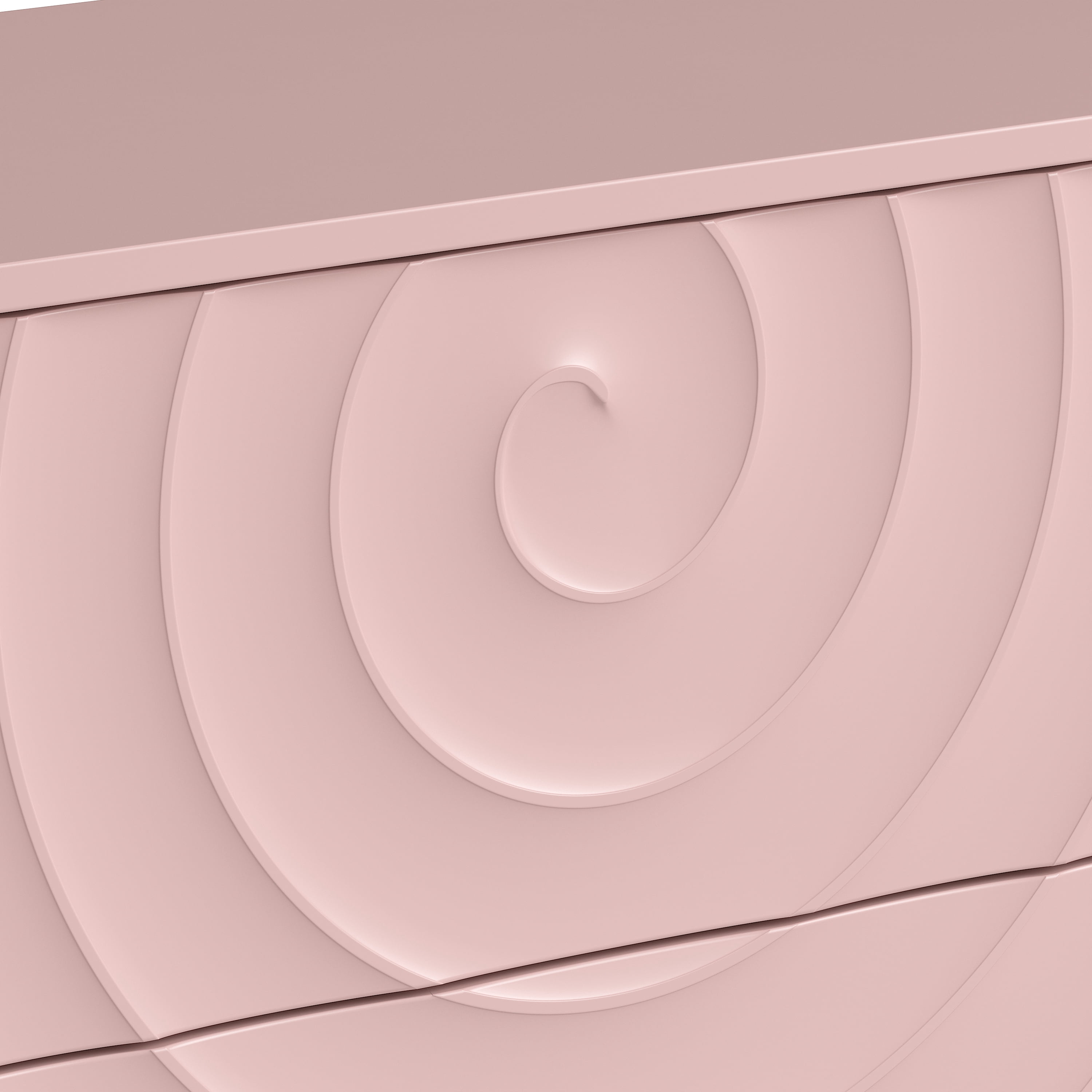 Homy Casa 46.5" Modern 6 Drawer Bedroom Dresser with Wave Fronts Pink