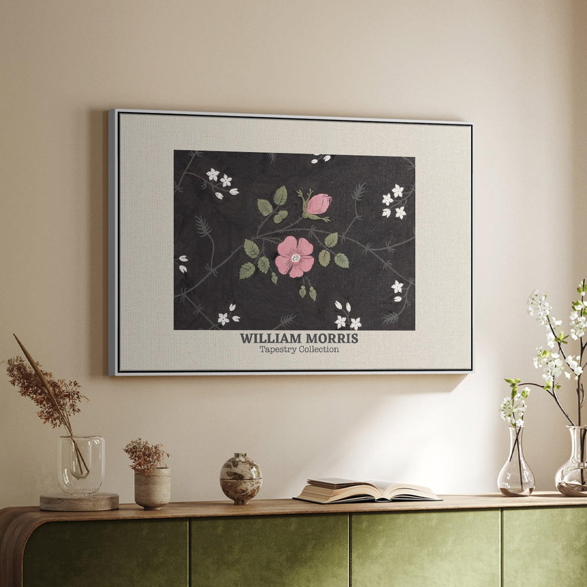 Vintage Abstract Print-LIII Framed in White Wood Gallery Wrapped Canvas 27 in. x 41 in.