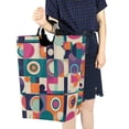 thumbnail image 4 of Yayeee Freestanding Laundry Hamper with Handle Collapsible Large Storage Basket for Clothes, Orange Geometric, 4 of 7