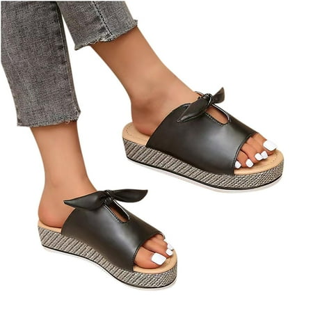

Summer Ladies Slippers Sandals Casual Women Shoes Bow Fish Mouth Slippers