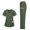 Green, variant on Scrubs Set for Women with Pockets V-Neck Short Sleeve Top & High Waist Straight Leg Pants Medical Uniforms for Nurse, Doctor, Healthcare Workers