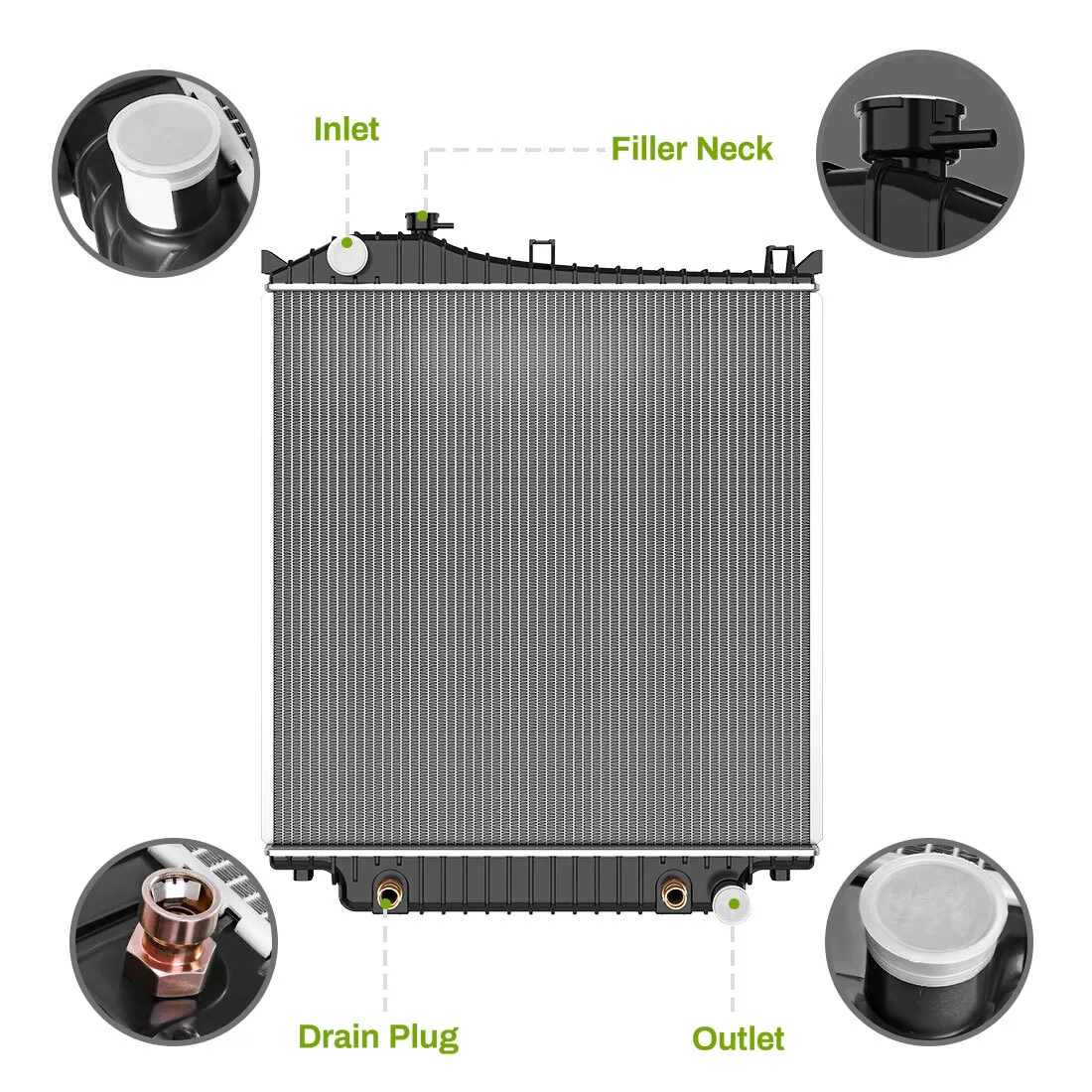 Ledkingdomus Radiator Complete Radiator Compatible with 2006 Ford Explorer 2007 Explorer Sport Trac 2006 Mercury Mountaineer 4.0L V6 4.6L V8
