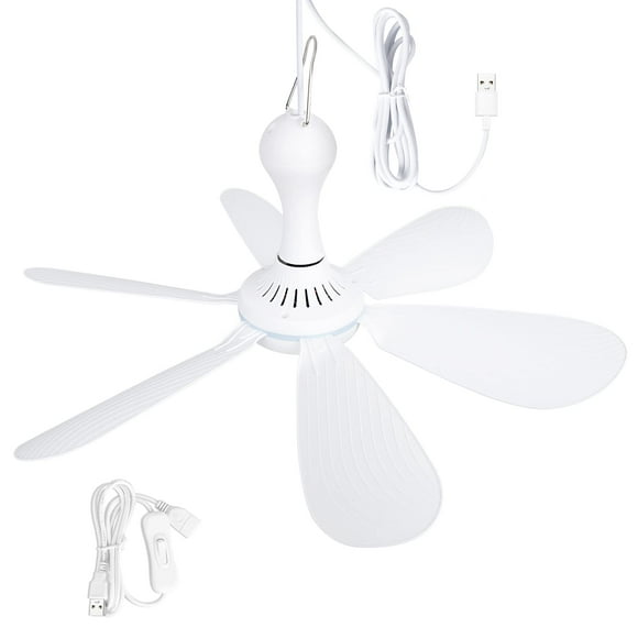 Ventilador de techo Xindejia alimentado por USB 6 aspas DC 5V blanco