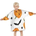 thumbnail image 3 of Halloween Pumpkin Bat Pattern Blanket Hoodies for Kids 6-13YR Oversize Wearable Blanket Hoodies for Boys Girls Teens, 3 of 7