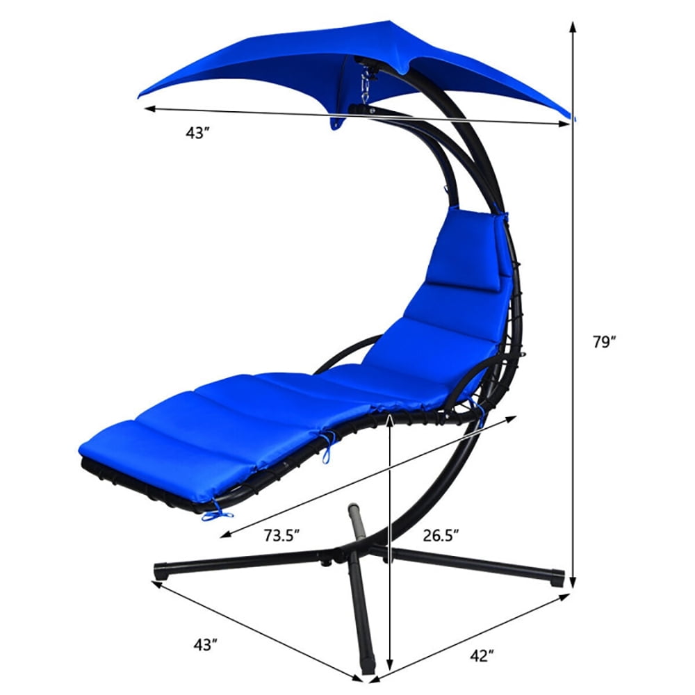 Aimee Lii Hanging Stand Chaise Lounger Swing Chair with Pillow, Patio Loungers, Navy
