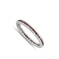 thumbnail image 4 of Simulated Garnet Thin Beaded Eternity Stacking Ring 925 Sterling Silver Band Red CZ Female Size 5, 4 of 4