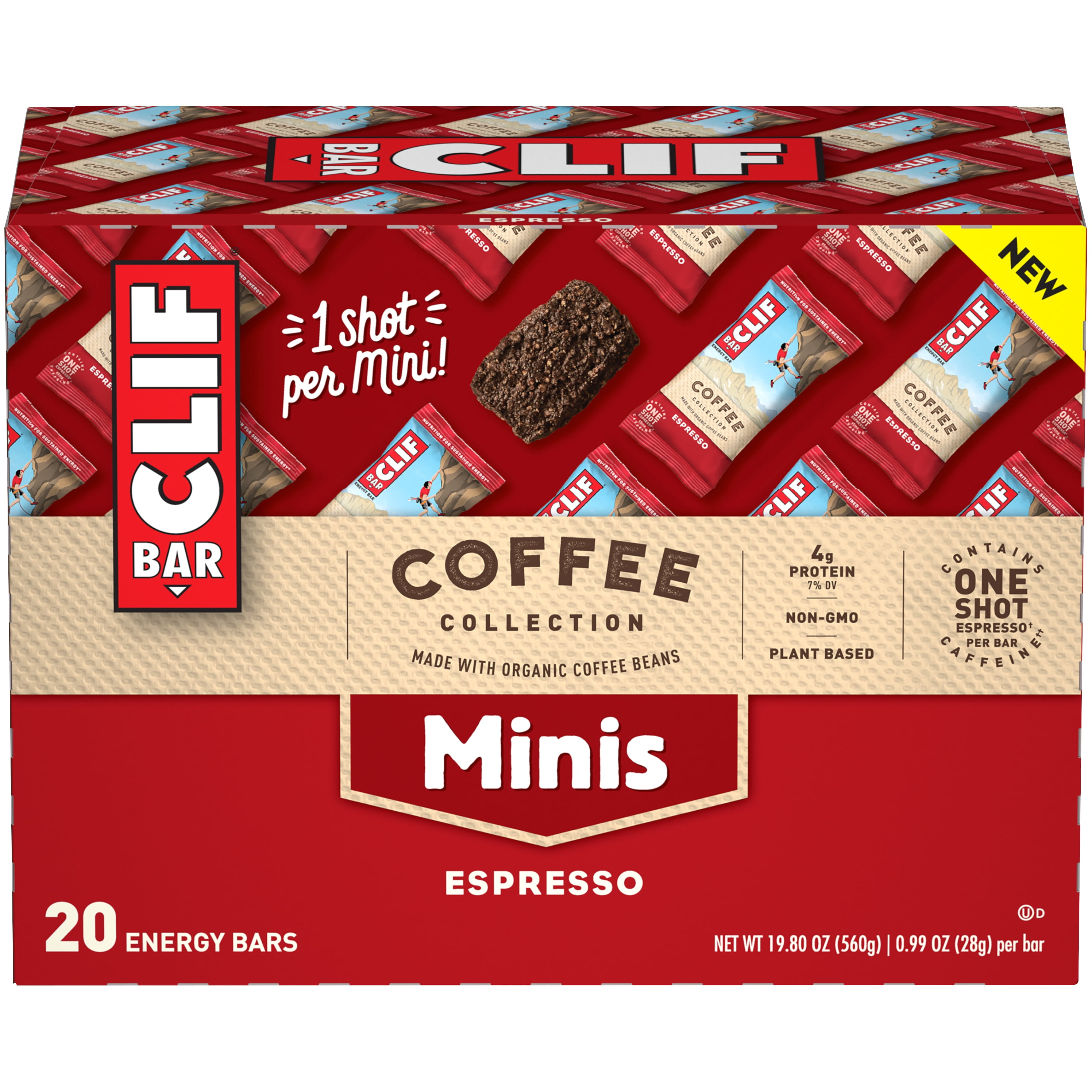 CLIF Bar Minis Coffee Collection Energy Bars, Espresso Flavor, 20 Ct