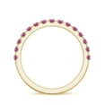 thumbnail image 4 of Pink Sapphire Eternity Band Ring for Women Yellow Gold Plated Solid 925 Sterling Silver Stackable Ring Unique Anniversary Promise Ring Jewelry Gift for Her Ring Size 7, 4 of 4
