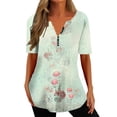 thumbnail image 1 of Gibobby Blusa Casual de Mujer Camiseta manga corta con cuello en V suelto moda informal para mujer(Verde de menta,G), 1 of 4