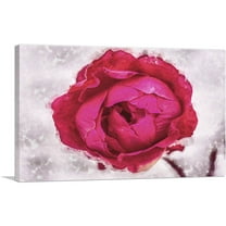 ARTCANVAS Red Flower Painting Home decor Canvas Art Print - Size: 26" x 18" (0.75" Deep)