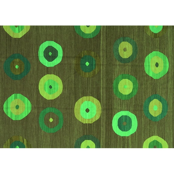 Ahgly Company Indoor Rectangle Abstract Green Contemporary Area Rugs, 5' x 7'